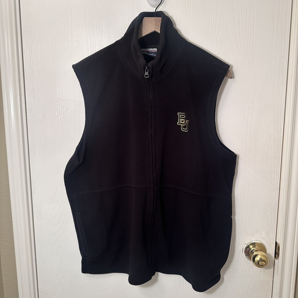 Baylor University Weatherproof Fleece Vest Black Sleeveless Size L Large